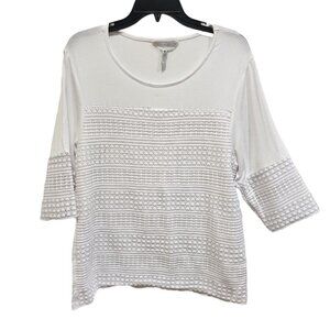 DKR & Co. Blouse Women's Size L White Top 3/4 Sleeve